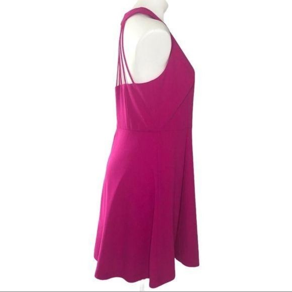 Adelyn Rae Mini Skater Dress, Pink Cage Back Sleeveless Halter Women's Large - Picture 4 of 14